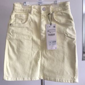 Zara Yellow Denim Mini Skirt